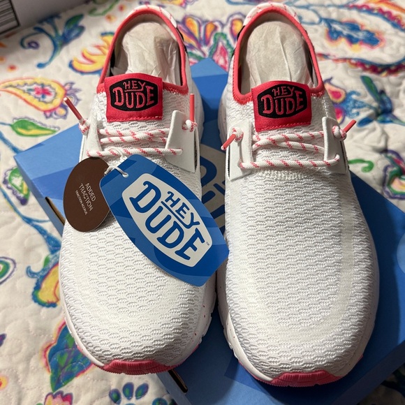 **Price Firm** Hey Dude Sirocco W Sport Stripe White/Pink Vacation Size: W 11 - Picture 4 of 11